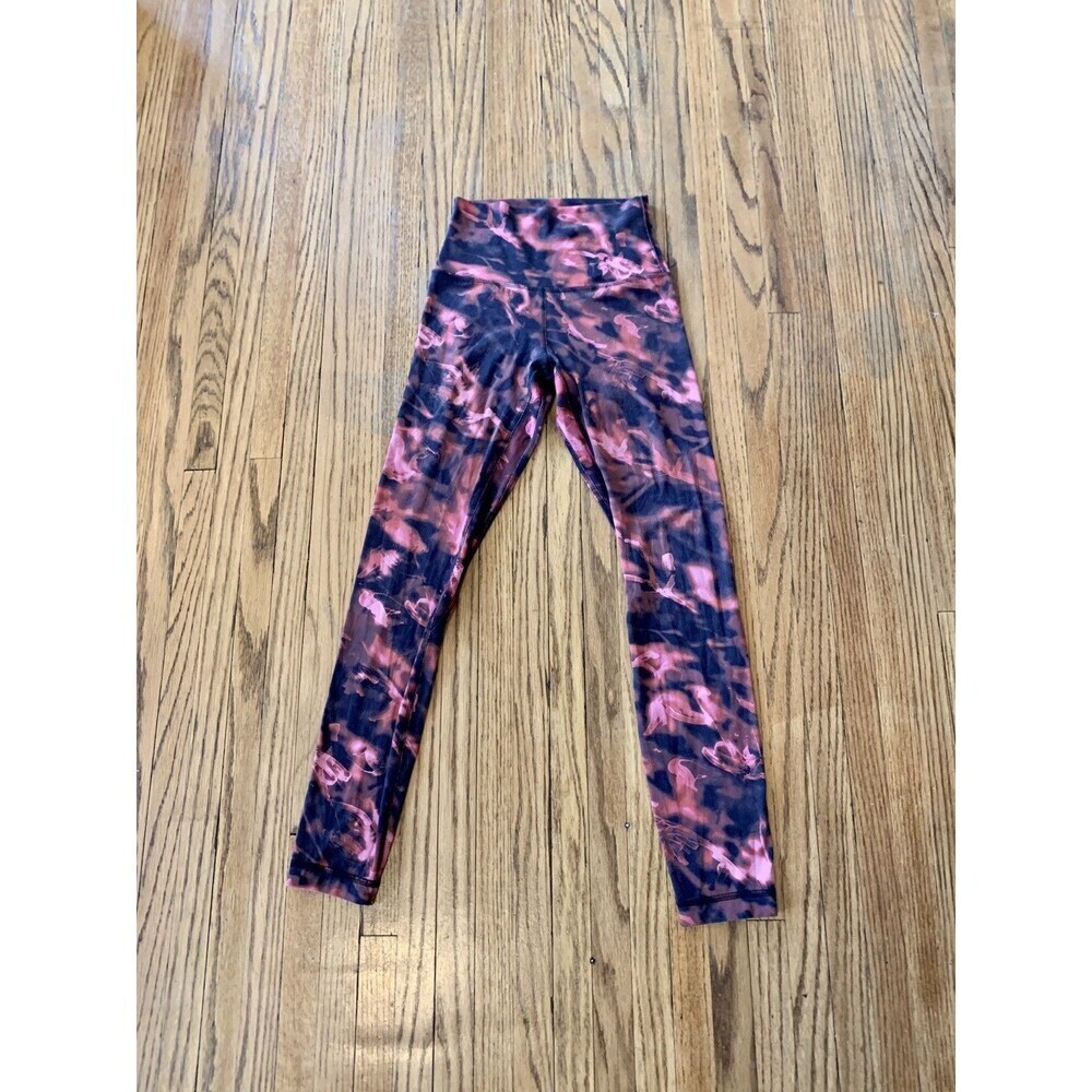 Lululemon Align High-Rise Intensity Pink Blossom Legging Black Red 28" 2 Stretc